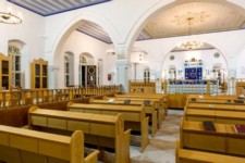 פנים בית הכנסת. שחזור ציורי תקרה